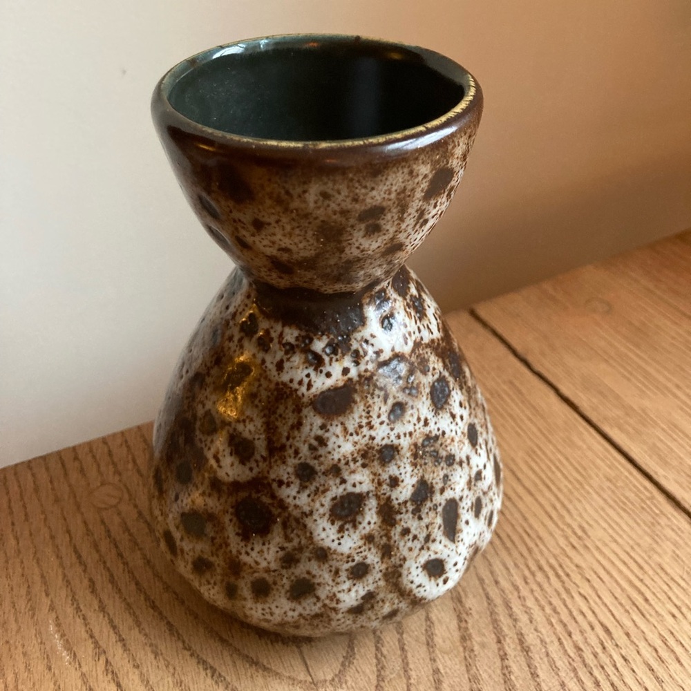Lapid Israel Mid-Century Speckled Brown Ceramic Vase